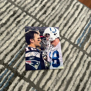 Tom Brady Peyton Manning autographed 8 x 10 photo